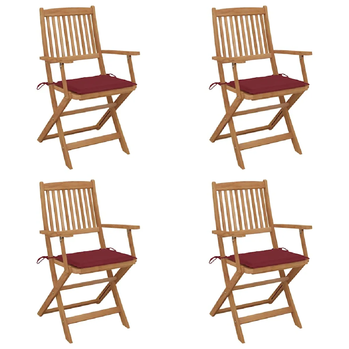 vidaXL Chaises pliables de jardin lot de 4 avec coussins