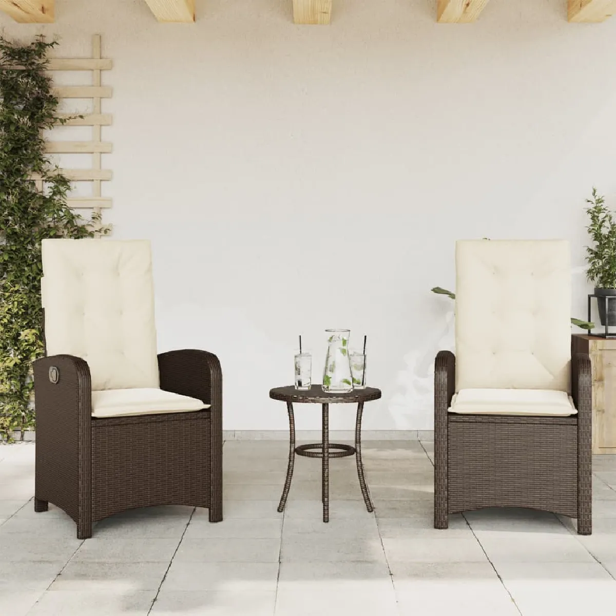 vidaXL Lot de 2 Chaises inclinables Rotin - vue 2