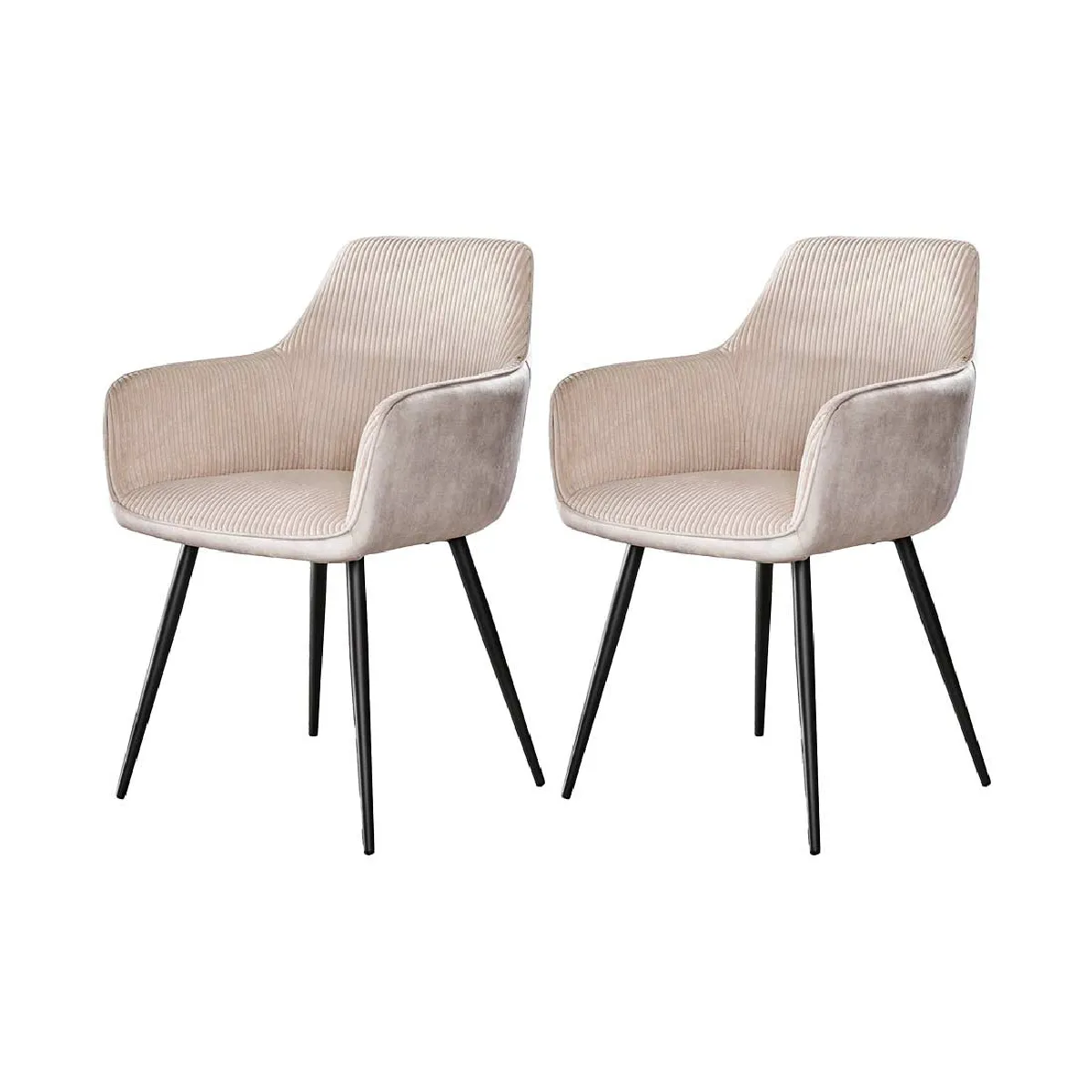 Lormi - lot de 2 fauteuils - en velours côtelé et velours - beige Lormi - lot de 2 fauteuils - en velours côtelé et velours - beige