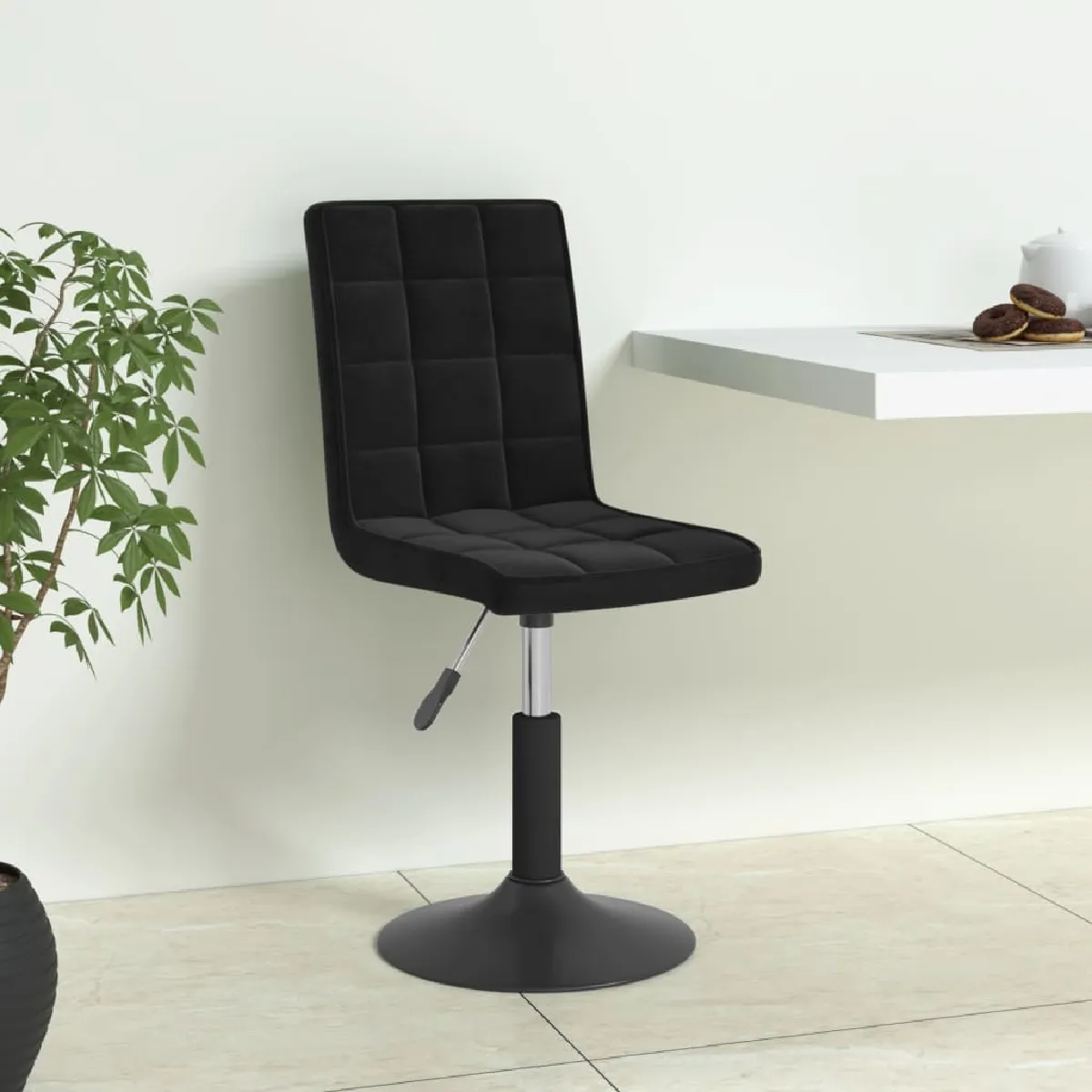 vidaXL Chaises Pivotantes Lot de 4 Noir Velours