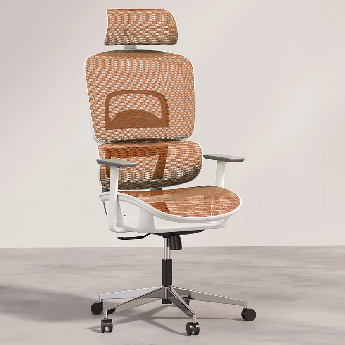Chaise de bureau ergonomique avec roulettes et accoudoirs - Keys Orange