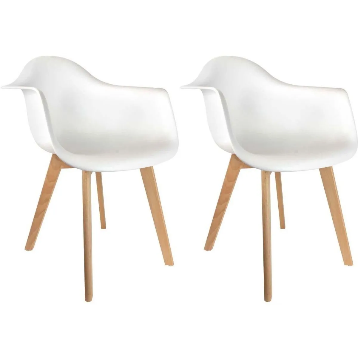 The Concept Factory Fauteuil Scandinave - Blanc (Lot de 2) The Concept Factory Fauteuil Scandinave - Blanc (Lot de 2)