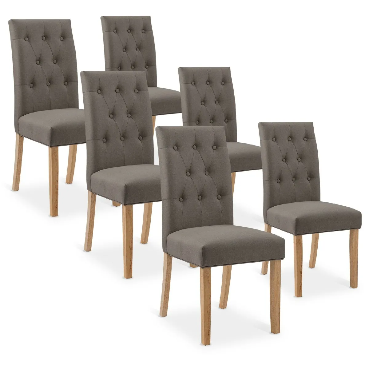 Chaises capitonnées Gaya tissu taupe