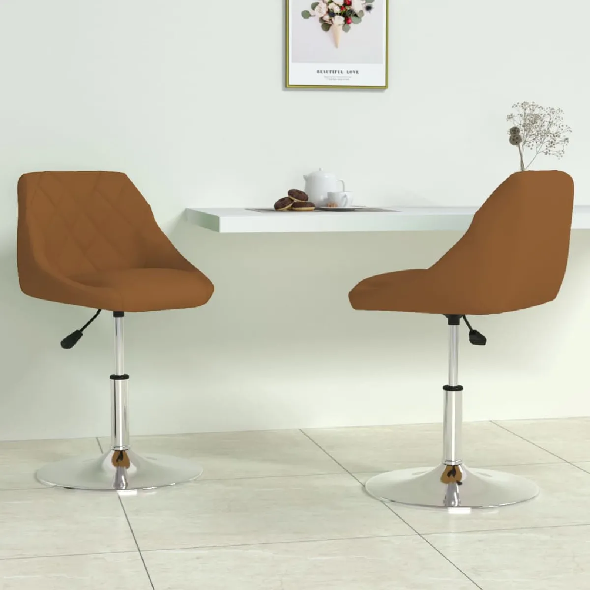 vidaXL Chaises pivotantes - Marron velours