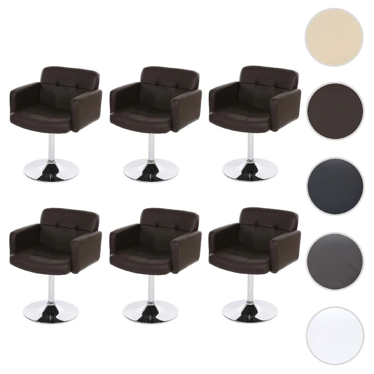 Mendler Marron Orlando - Lot De 6 Chaises Pivotantes