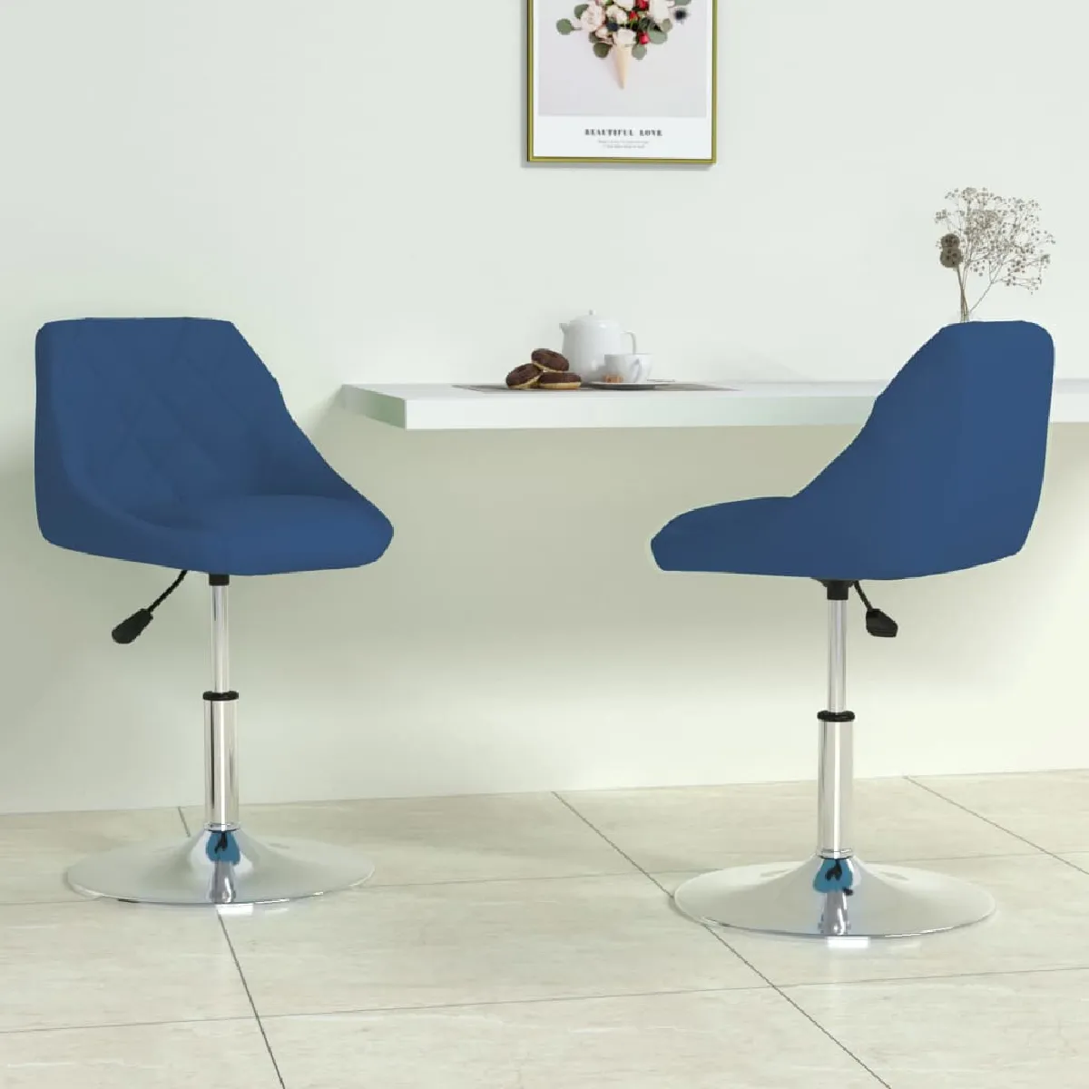 vidaXL Chaises pivotantes - Bleu Velours