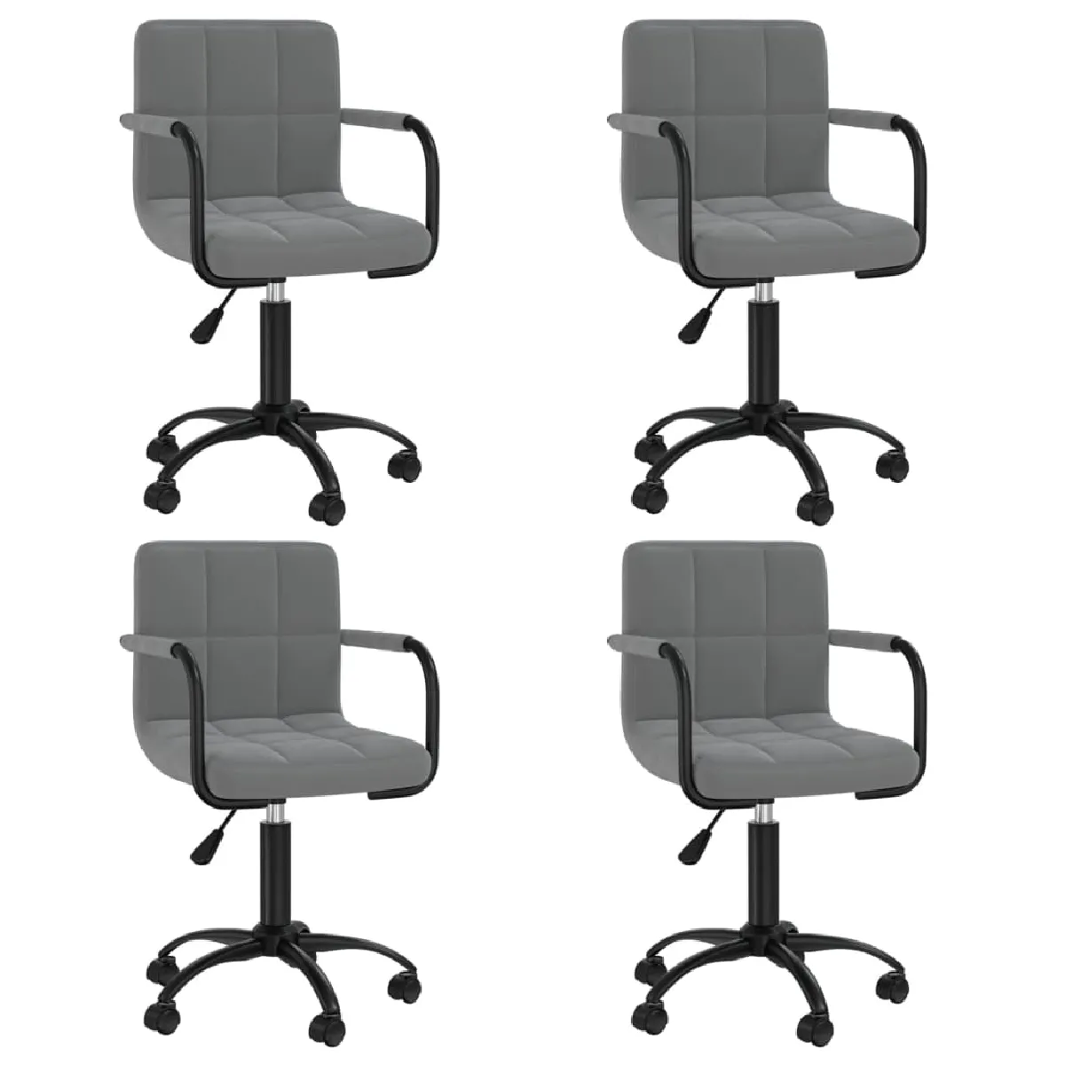 vidaXL Lot de 4 chaises pivotantes gris foncé