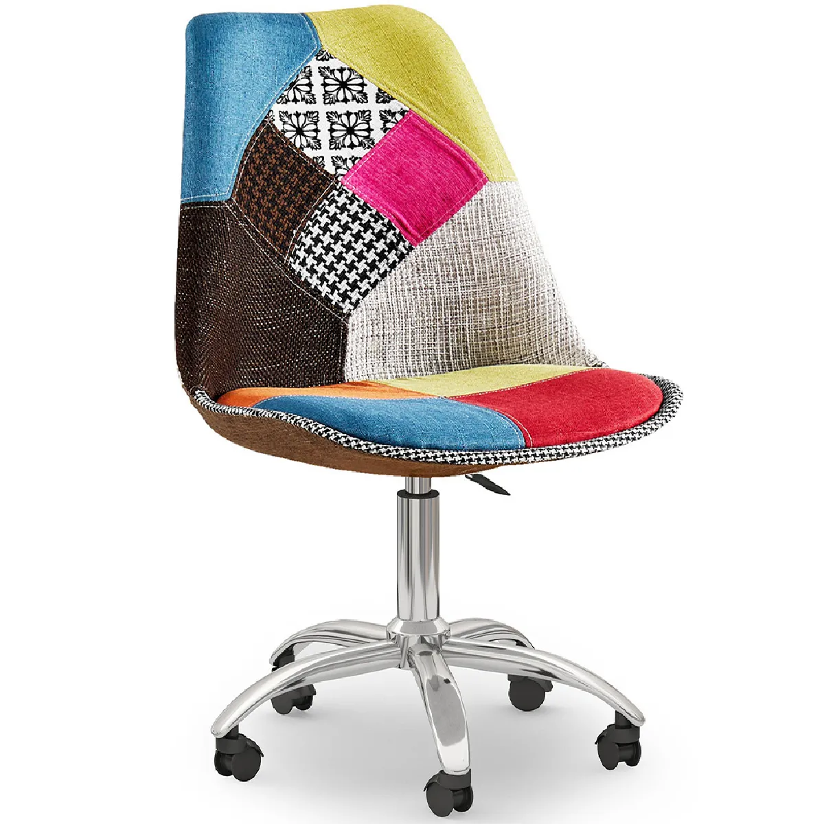 Chaise de Bureau Pivotante - Tissu Patchwork - Simona Multicolore