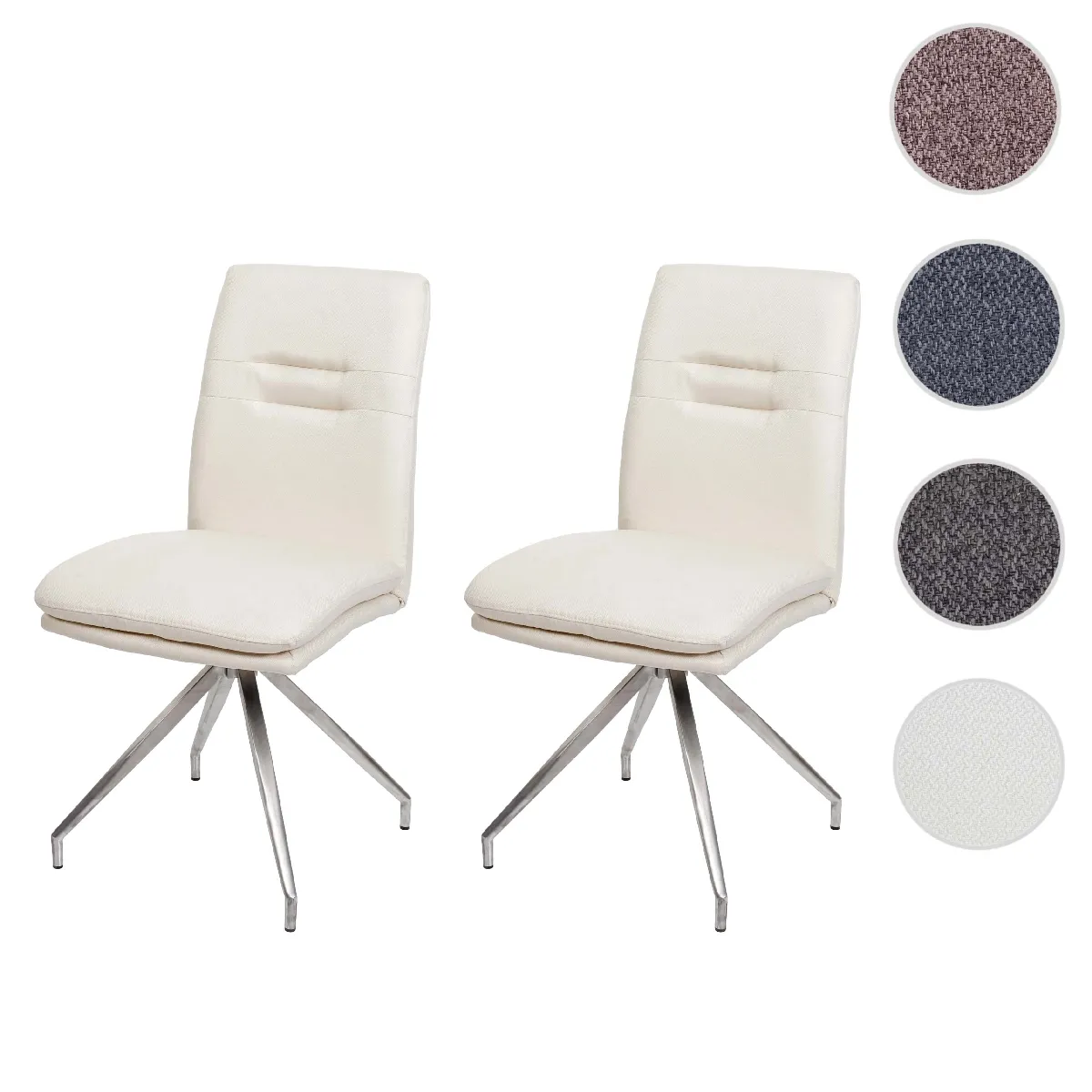 Mendler Chaise HWC-H70 - Lot de 2 - Crème-beige