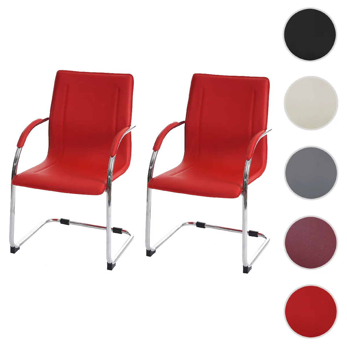 Mendler Chaise de salle à manger Samara - Rouge PVC