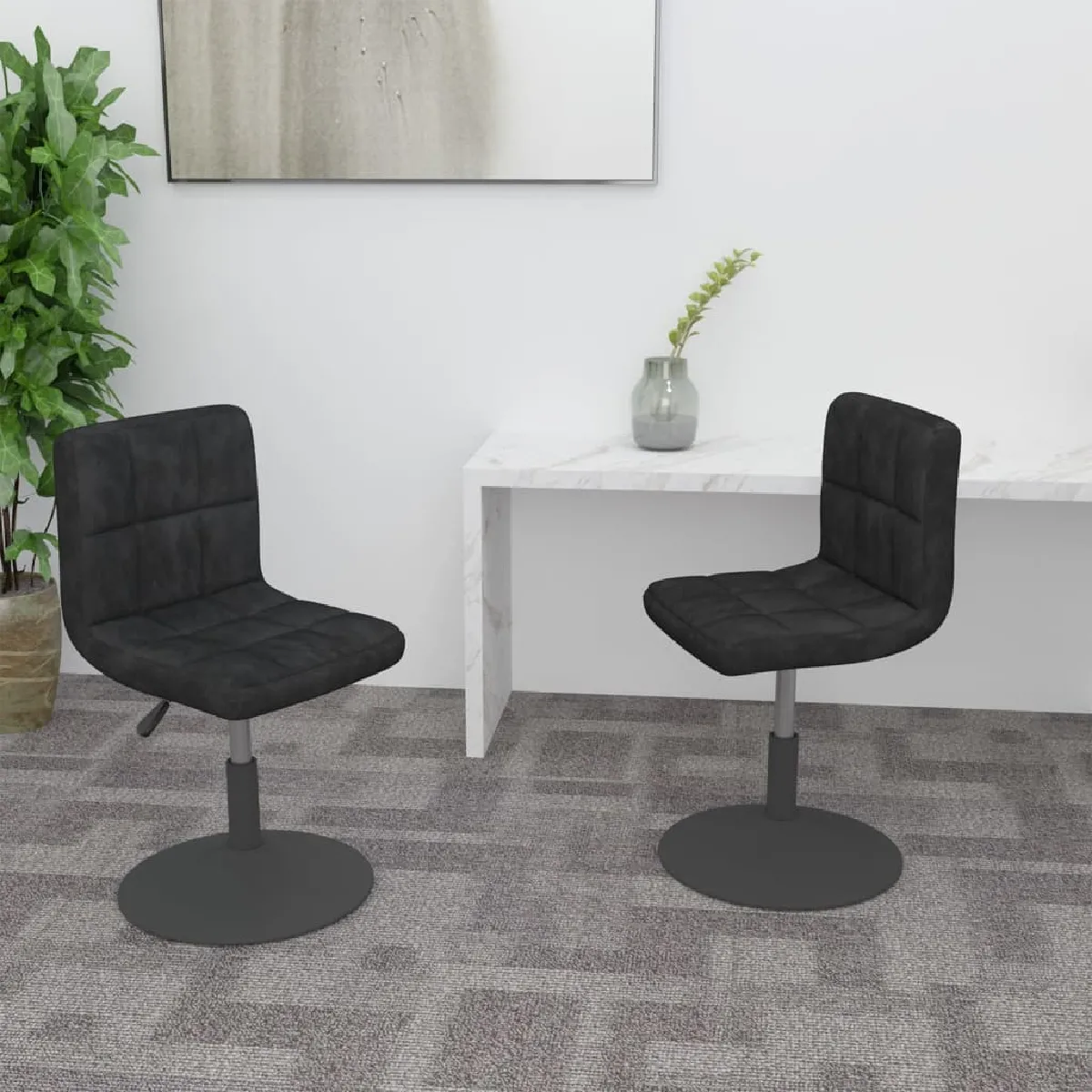 vidaXL Chaises Pivotantes Noir Velours