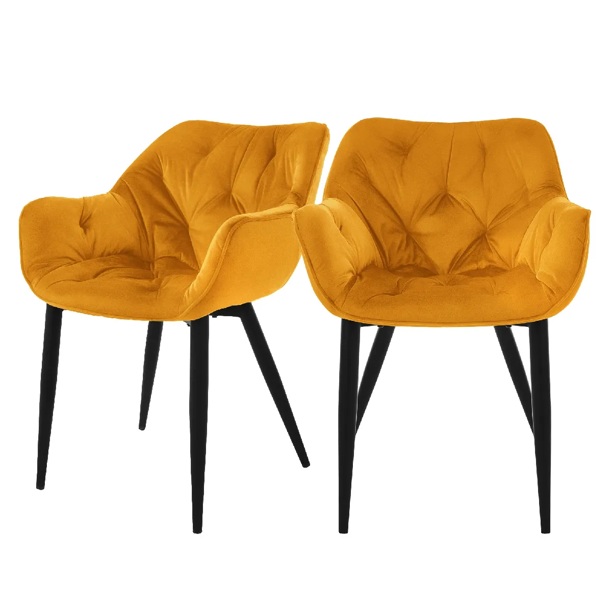 Lot de 2 Chaises Jaune Moutarde Lot de 2 Chaises Jaune Moutarde