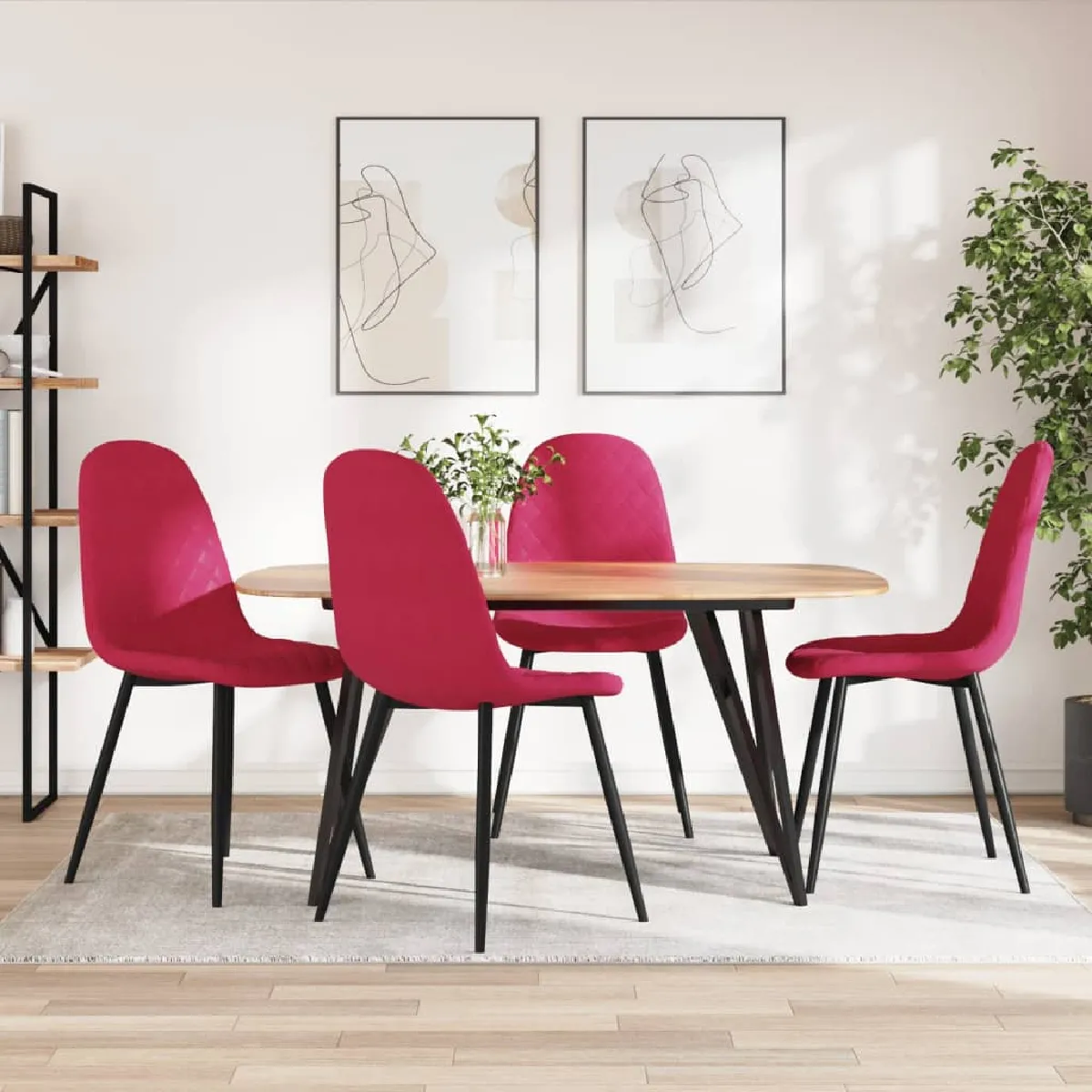 vidaXL Chaises à manger - Rouge Bordeaux - Lot de 4