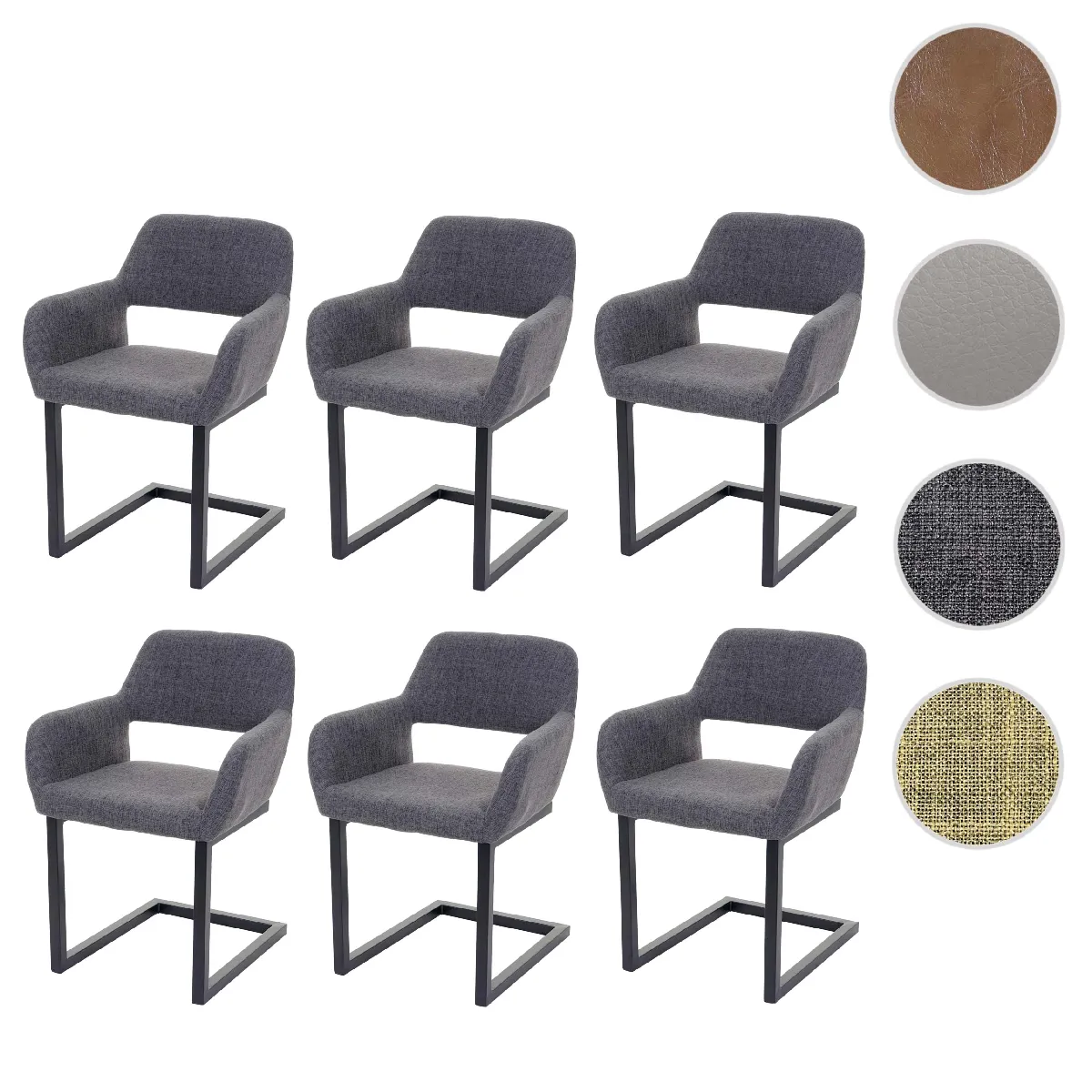 Mendler Gris Lot De 6 Chaises Hwc-A50