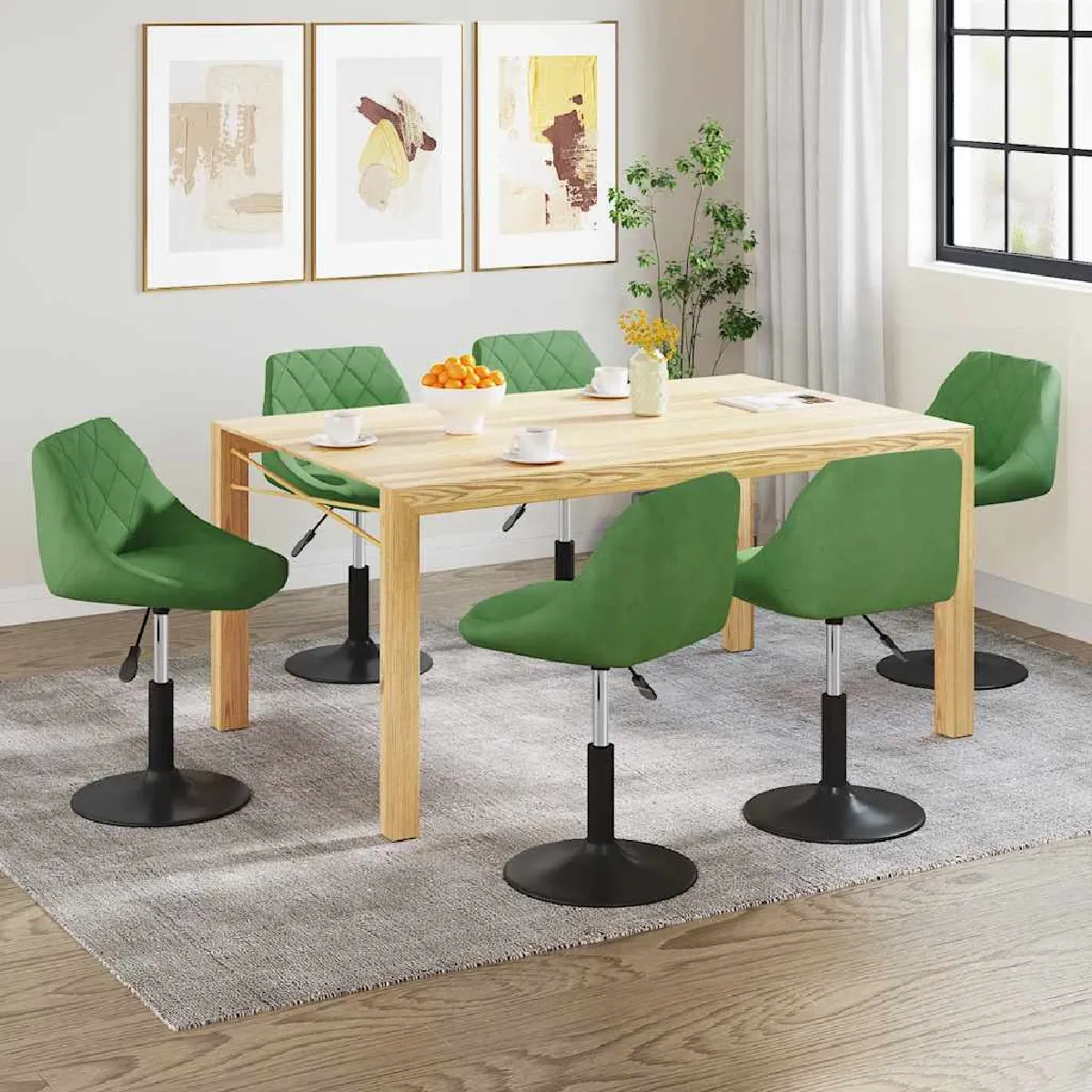 VidaXL Chaises Pivotantes Lot de 6 - Velours Vert Clair
