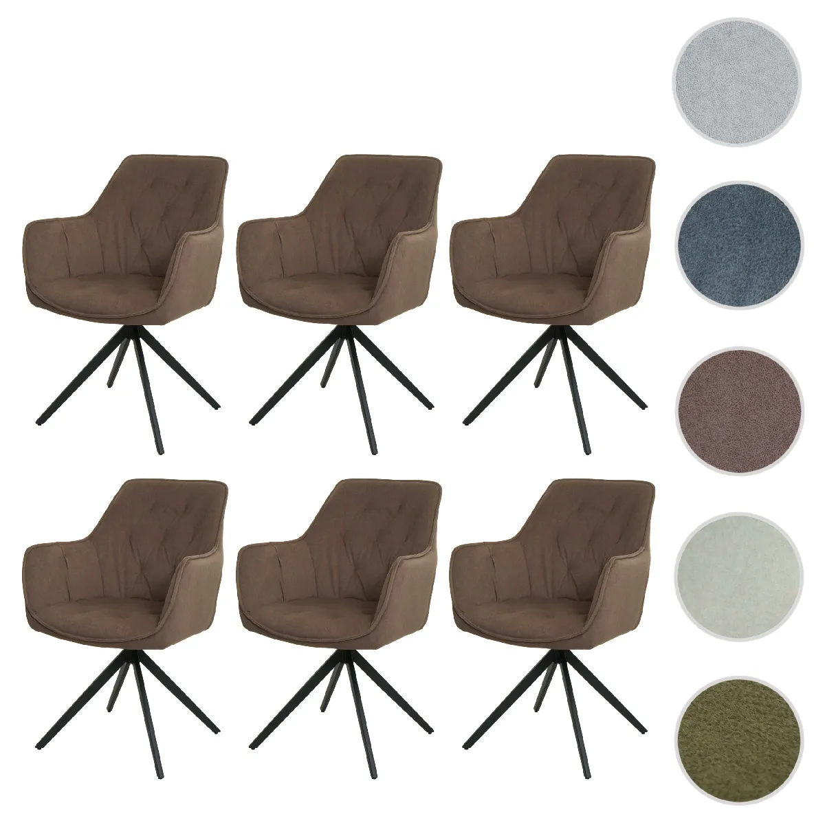 Mendler Marron Chaises Salle À Manger Hwc-L80 - Lot De 6