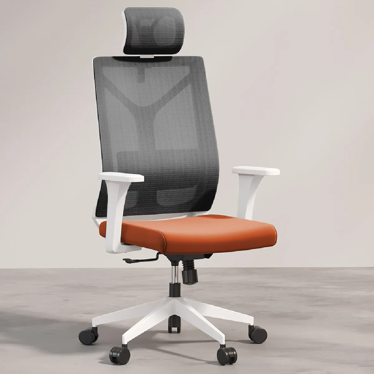 Chaise de bureau ergonomique avec roulettes et accoudoirs - Ergal Orange
