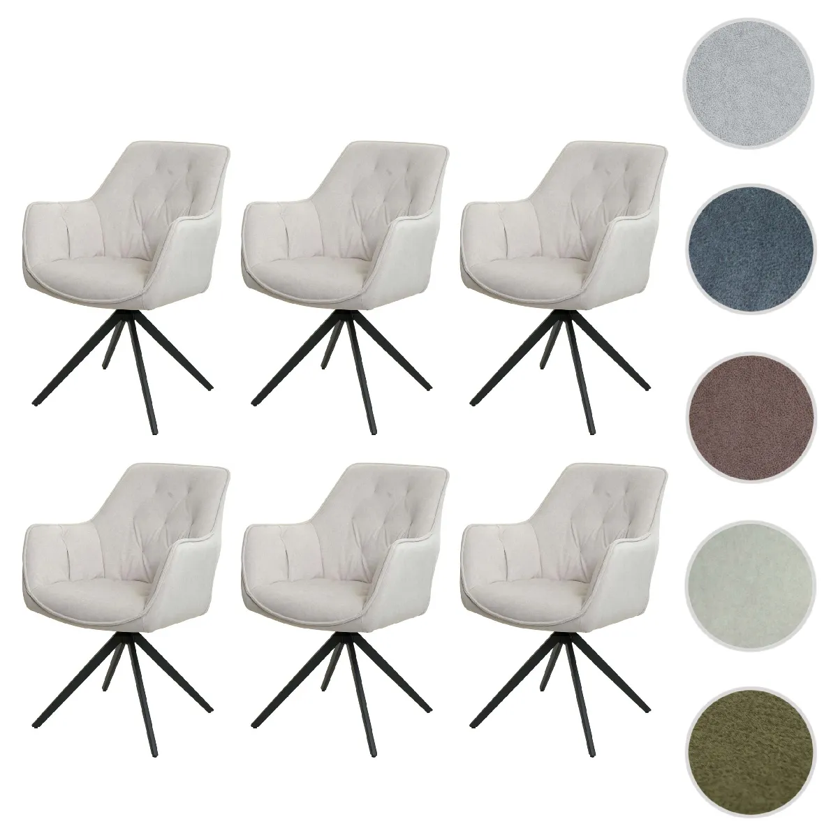 Mendler Beige Lot De 6 Chaises De Salle À Manger - Crème- Tissu