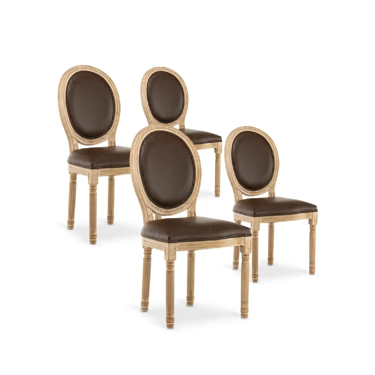 Chaise médaillon Louis XVI - Marron