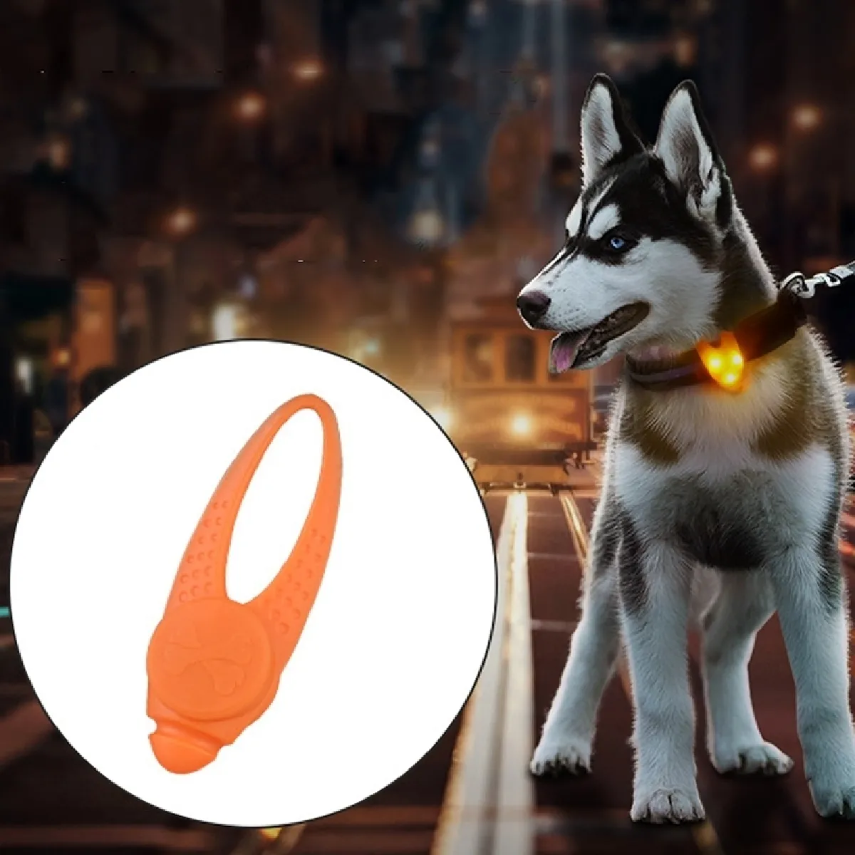 Meilleurs prix pour Pendentif en silicone pour collier de sécurité LED animaux de compagnie Orange
