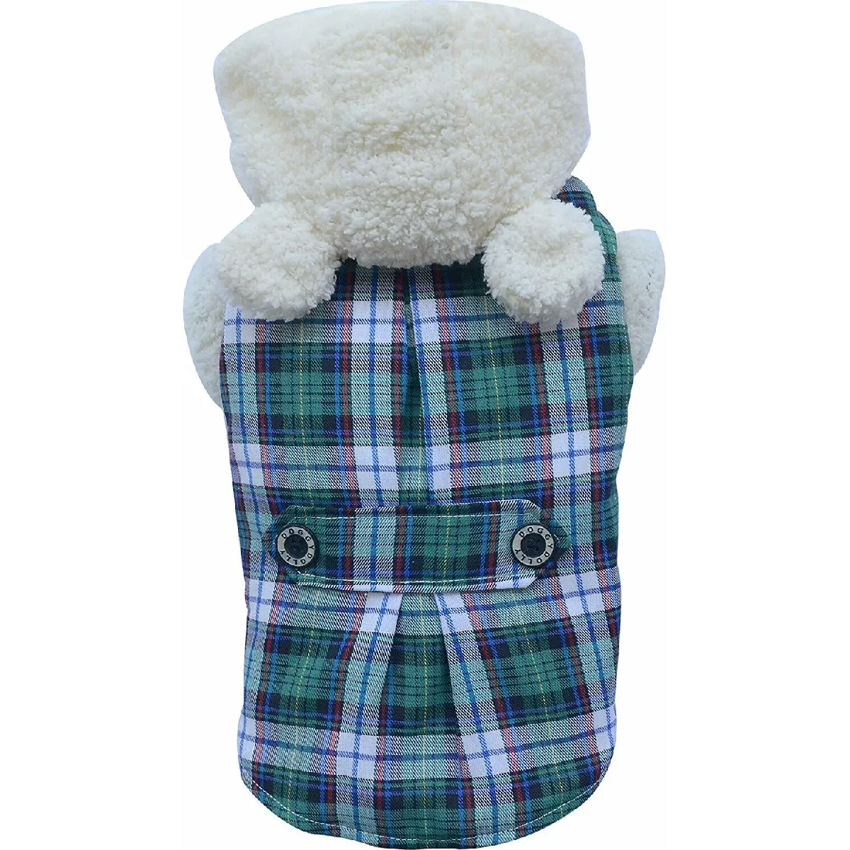 Comparer les prix de Doggy dolly W153 Manteau avec capuche en fourrure synthétique Vert à carreaux Outdoor Manteau d'hiver/Veste d'hiver