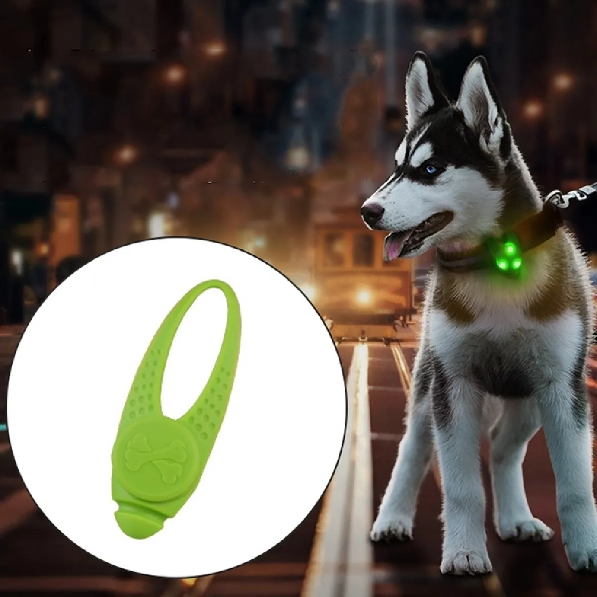 Comparer les prix de Pendentif en Silicone Collier Sécurité LED - Vert