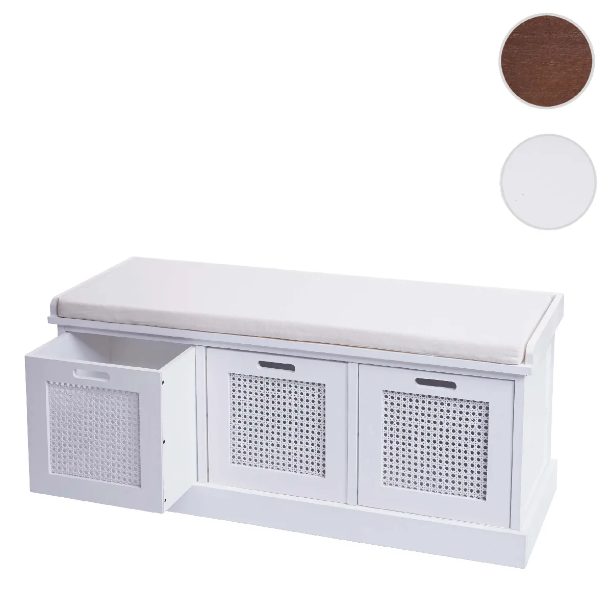 Mendler Blanc Banc De Vestiaire Rotin