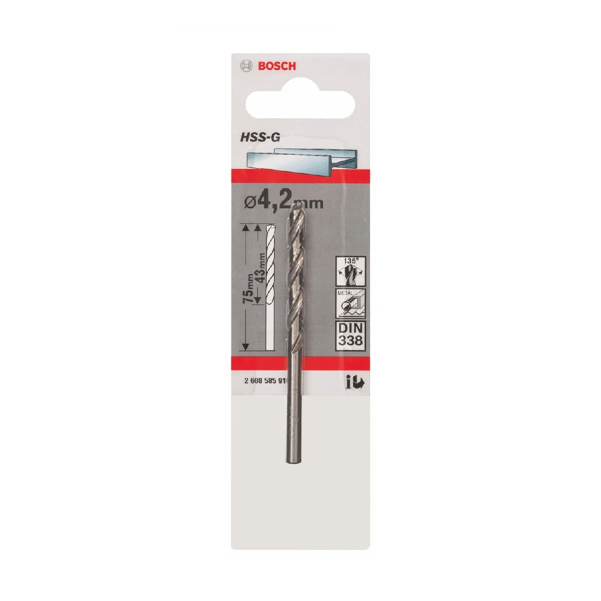 Foret Métal HSS-G Bosch 2608585928 – Ø6.8mm, DIN 338, 135° Angle de Coupe