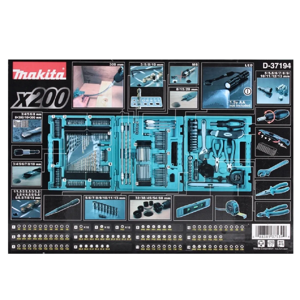 Makita Set emboutsforets 200 pcs