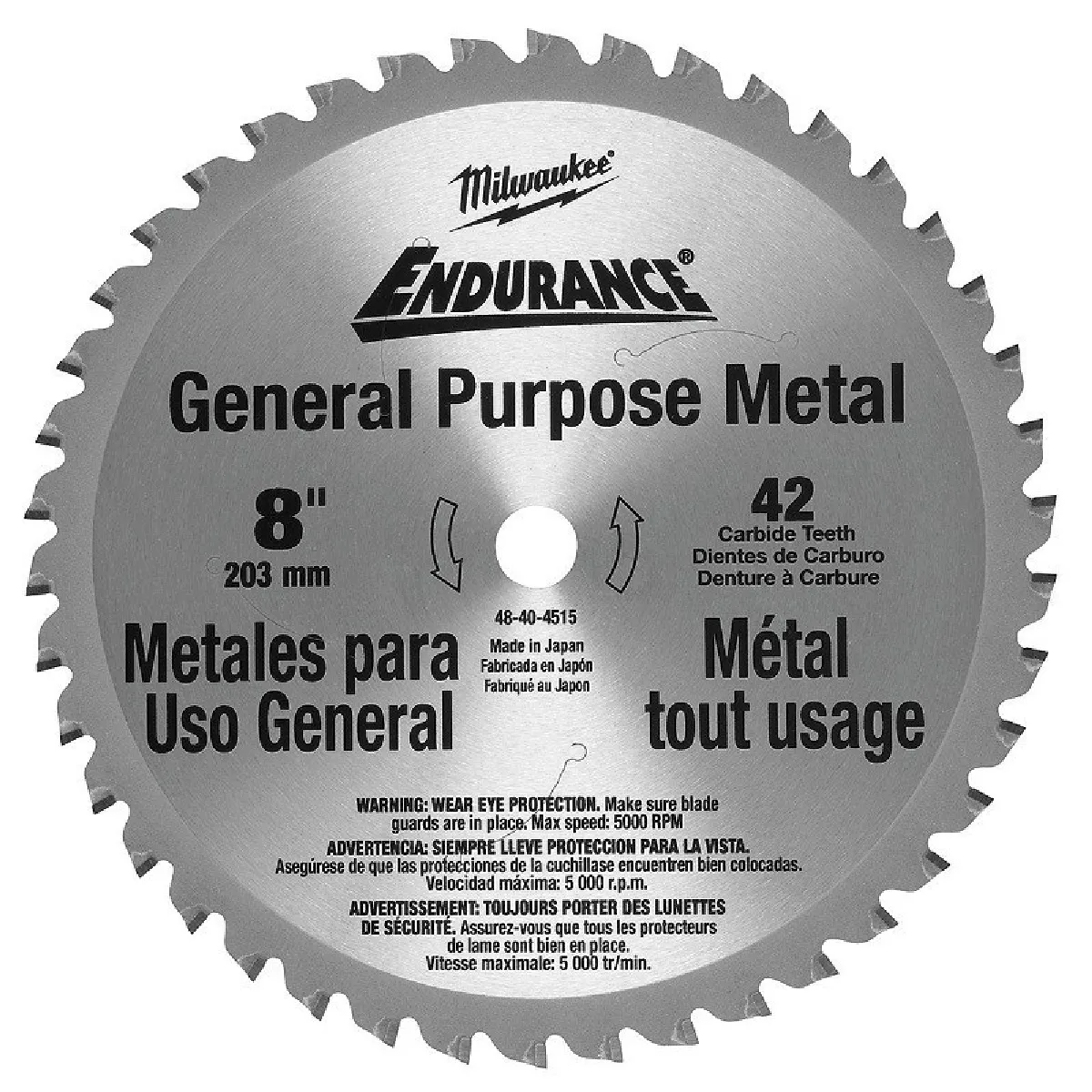 MILWAUKEE  Lame scie circulaire m&eacute;tal &Oslash; 203 mm 42 dents