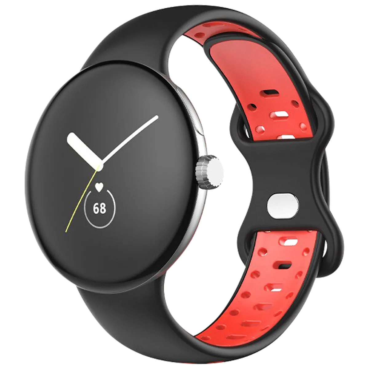 Avizar Noir/Rouge Bracelet Pour Google Pixel Watch Silicone Bicolore Souple Et