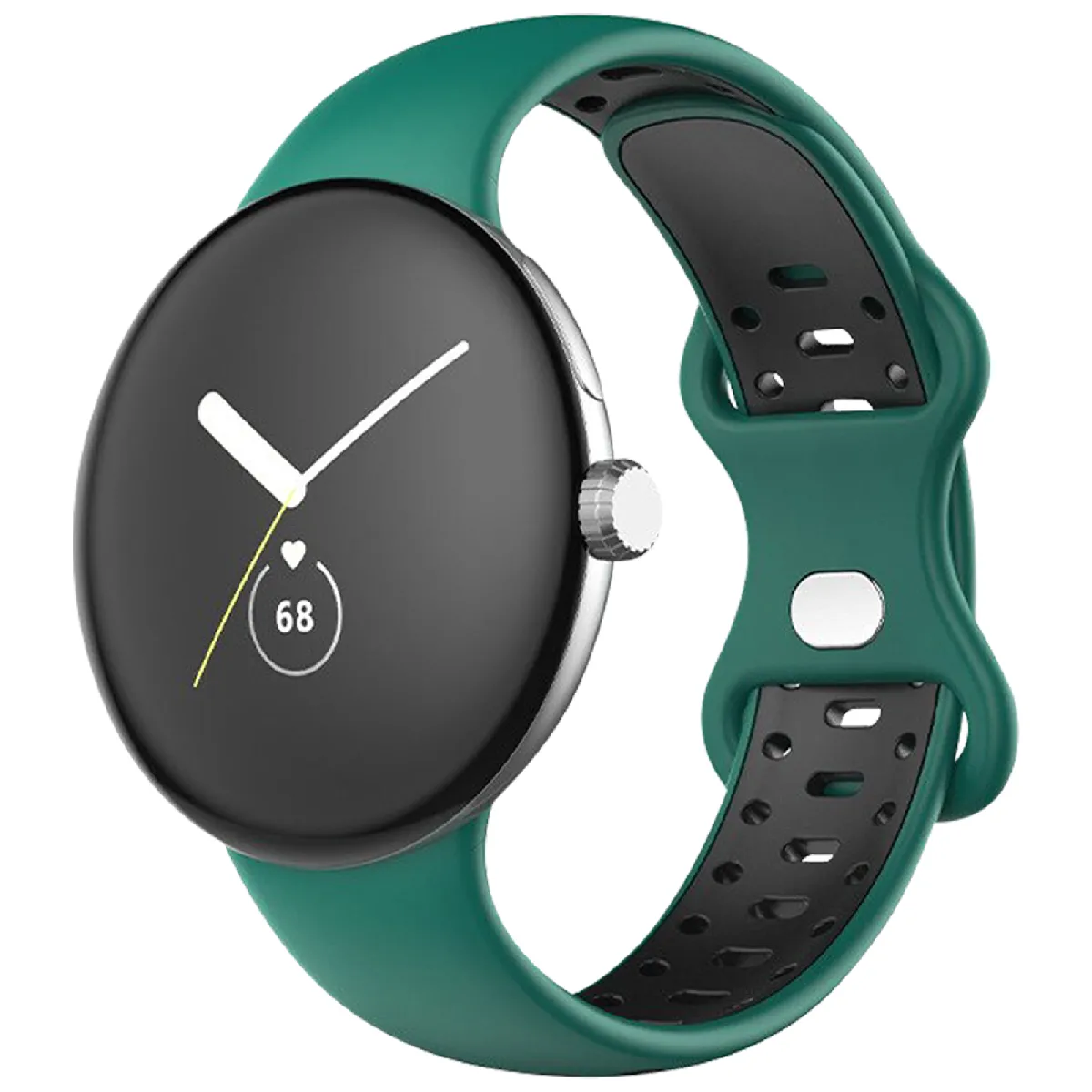Avizar Noir/Vert Bracelet Pour Google Pixel Watch Silicone Bicolore Souple / Foncé