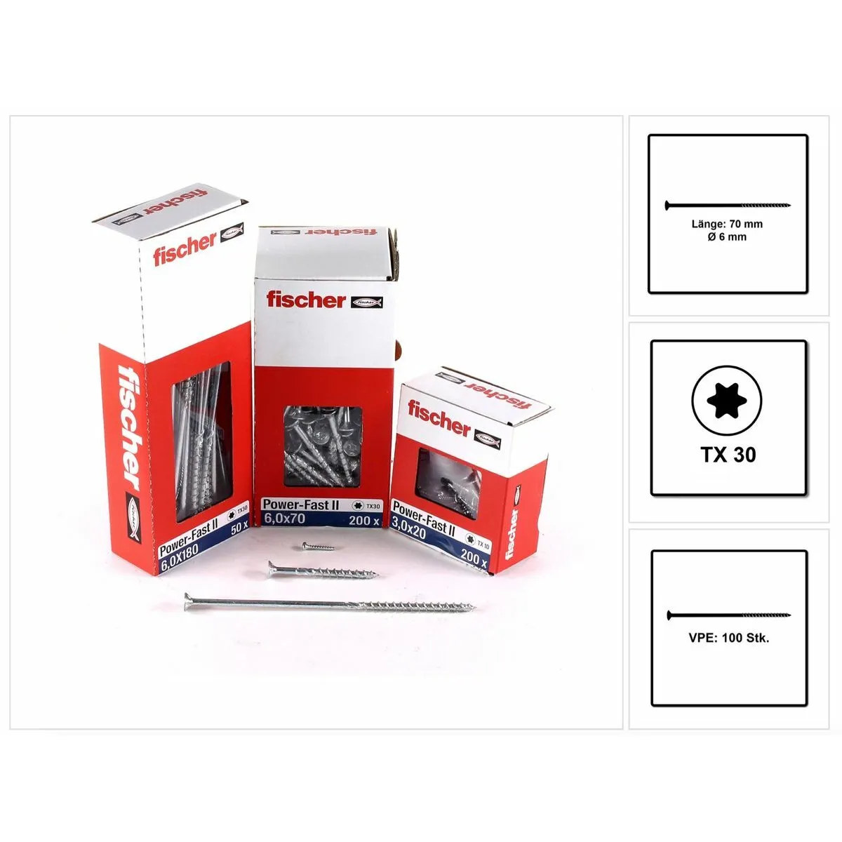 Fischer Vis pour panneaux Power Fast II 6.0x70 mm