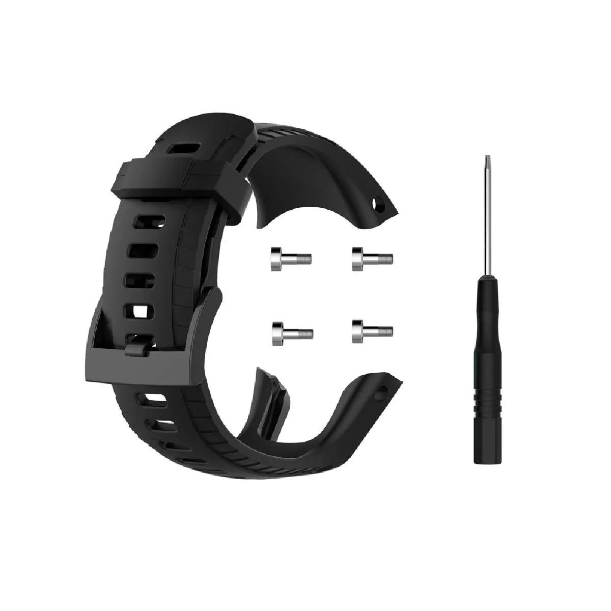 Générique Noir Bracelet En Silicone Pour Suunto 5 - 22,5 Mm