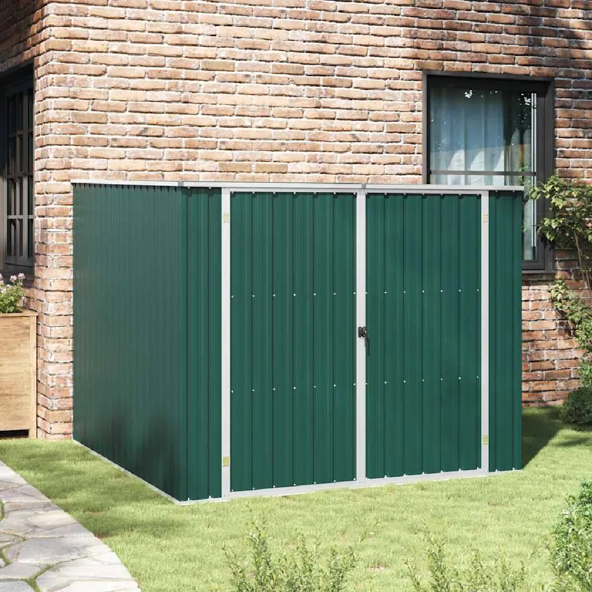 VIDAXL  Abri de Jardin en M&eacute;tal - Vert - 195x198x159 cm