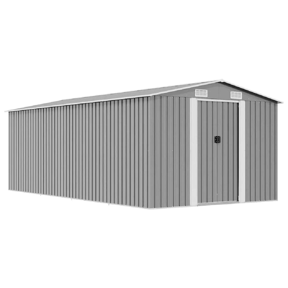 vidaXL Abri de jardin 257x489x181 cm - Métal Gris