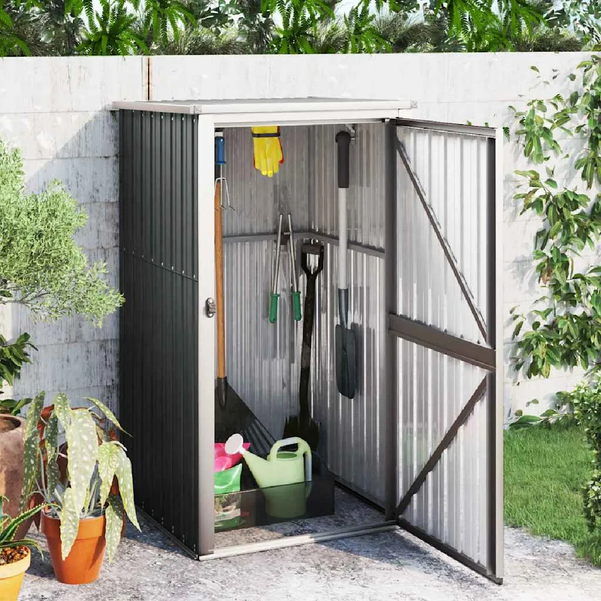 vidaXL Abri à outils de jardin 88x89x161 cm acier galvanisé 316207 - vue 2