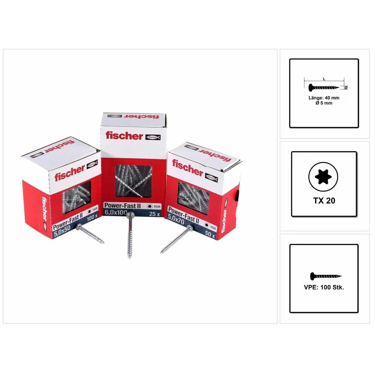 Fischer Vis pour panneaux Power Fast II 4 5x40 mm - vue 3