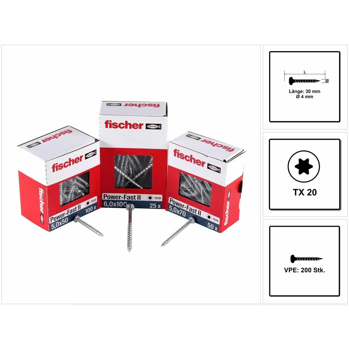 Vis panneaux FISCHER 4x30 mm Boîte de 200