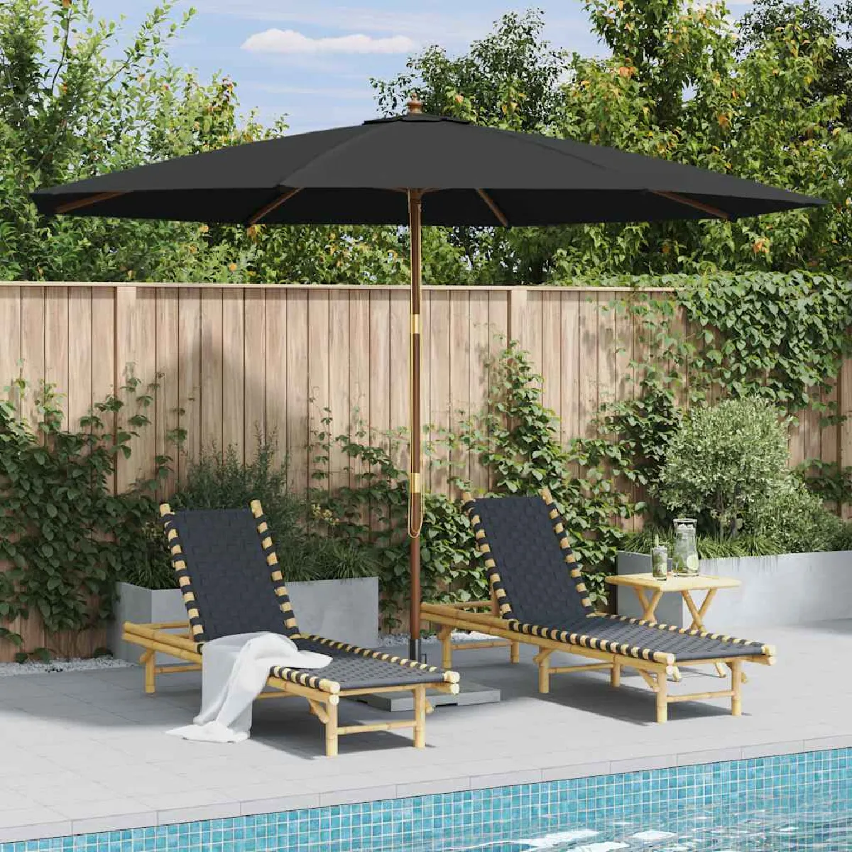 Parasol VIDAXL 47138 350 x 240 cm Mât en Bois Pliable - vue 2