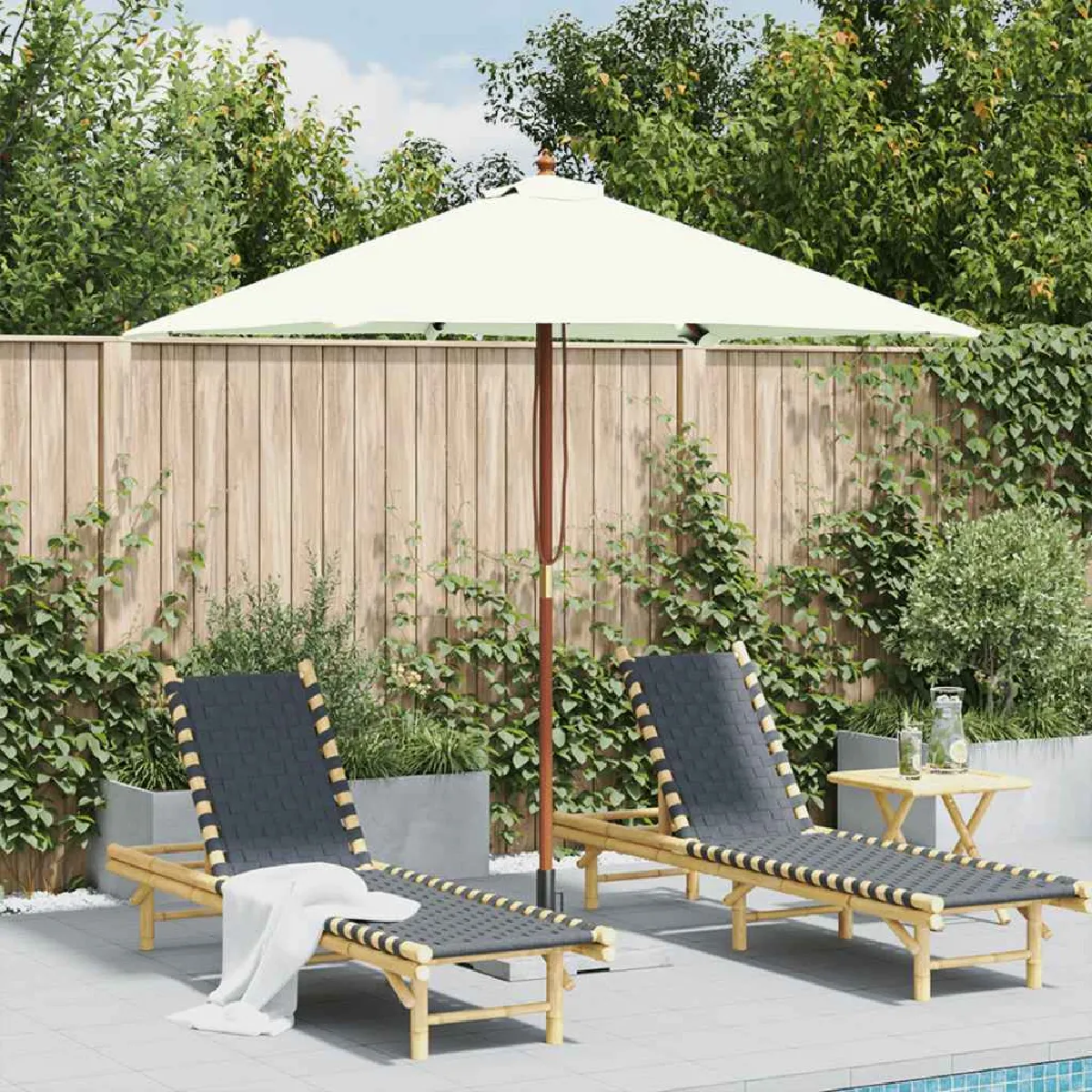 vidaXL Parasol Bois Sable 150x200 cm - vue 1
