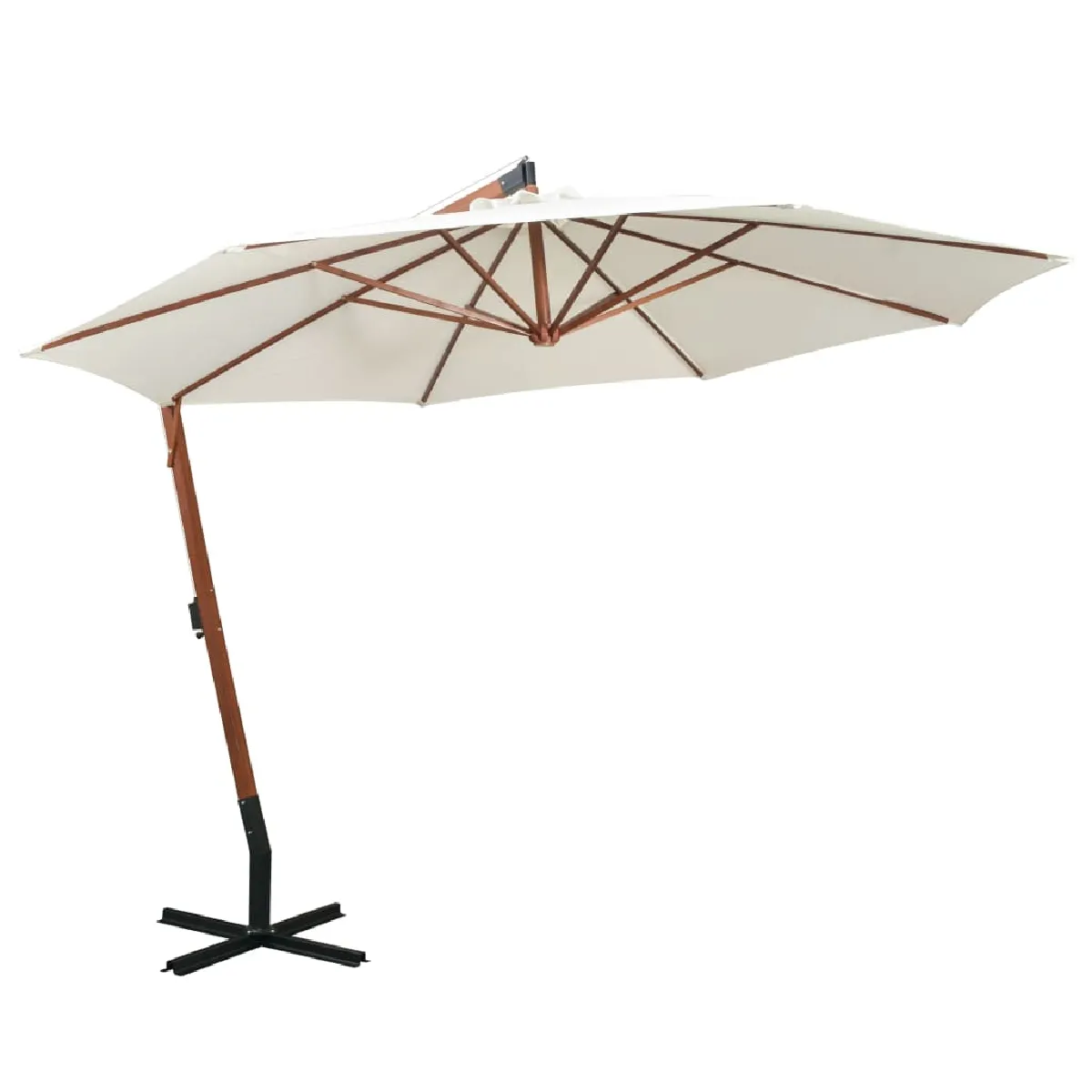 vidaXL Parasol 350 cm Poteau de bois - vue 2