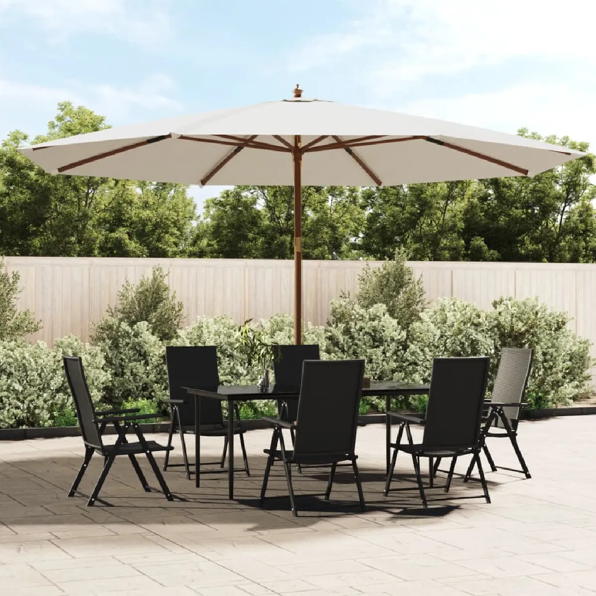 vidaXL Parasol de jardin avec mât en bois Sable 400x273 cm - vue 1