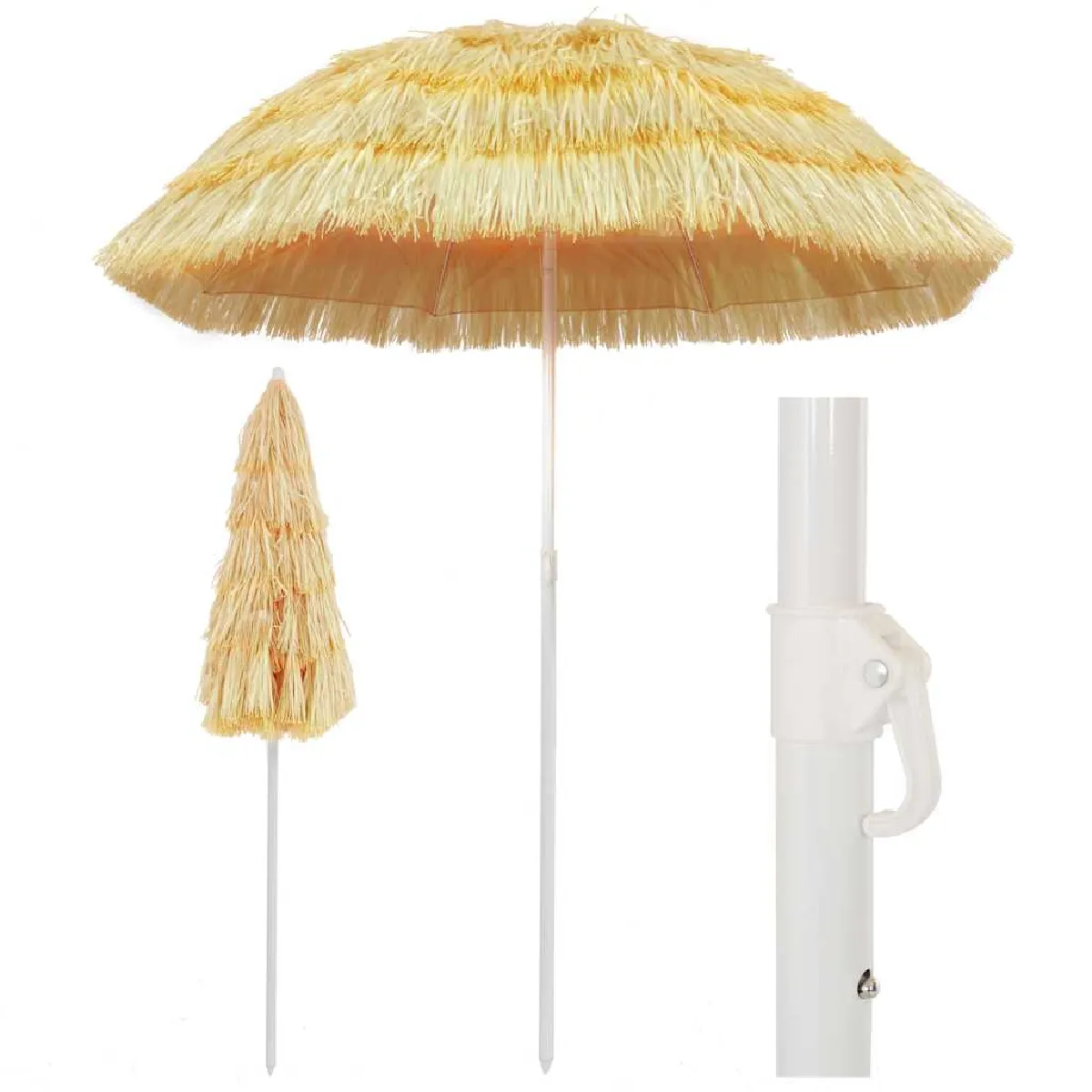 vidaXL Parasol de Plage Naturel Style Hawaïen Pare soleil de Patio Abri de Soleil Parasol de Jardin Terrasse Cour 44547 - vue 2
