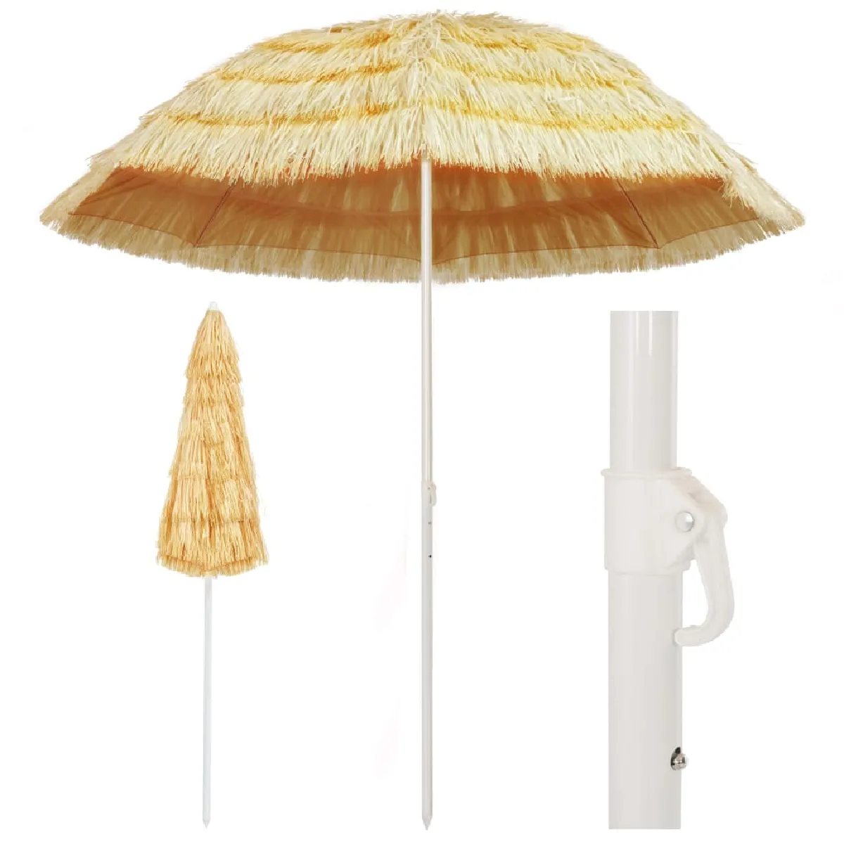 vidaXL Parasol 240 cm Naturel - vue 2