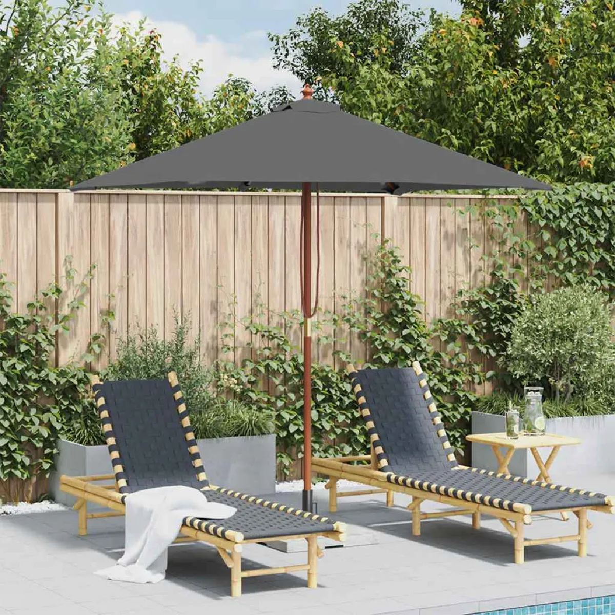 Vidaxl Parasol avec Mât en Bois 150x200 cm - vue 1