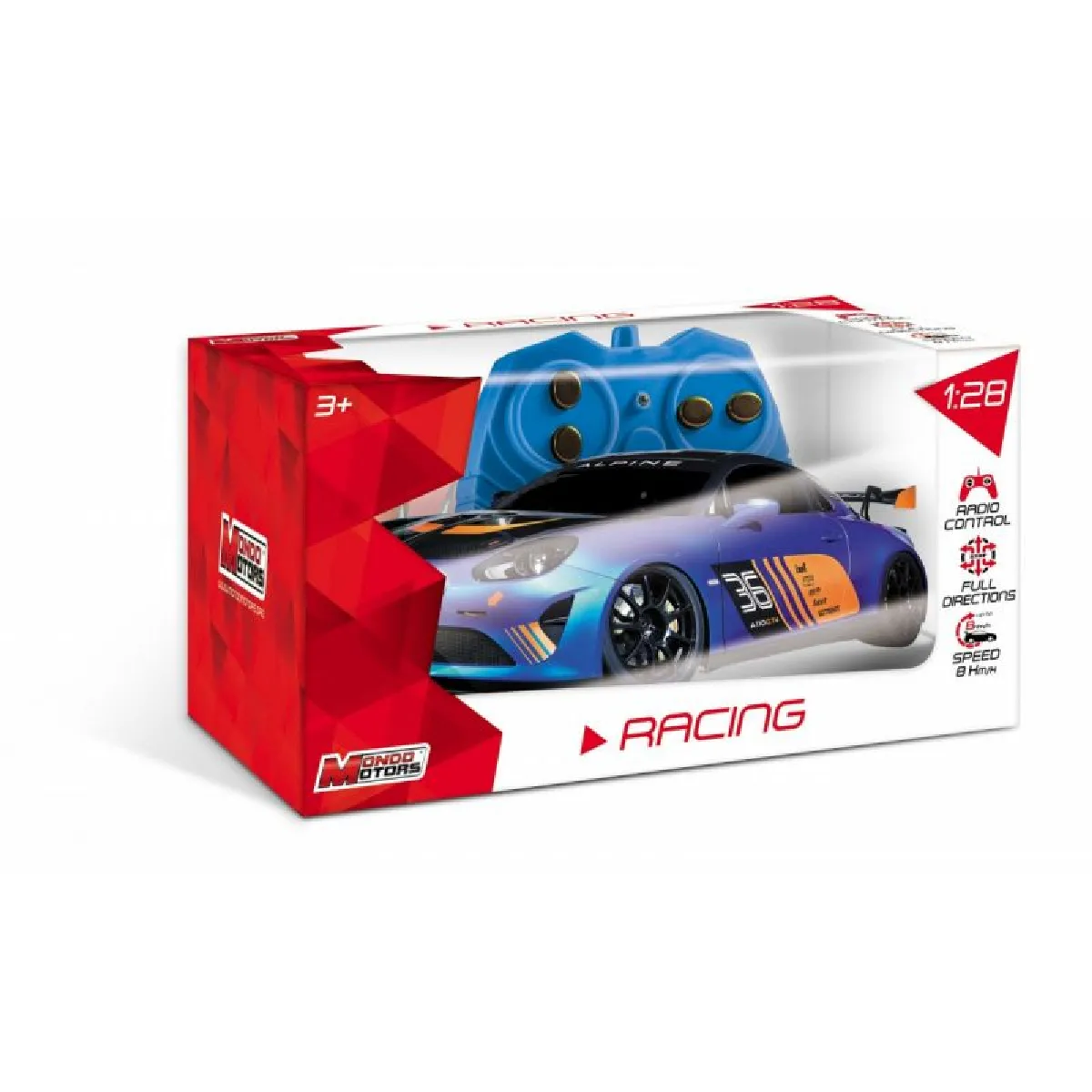 Mondo Alpine A110 GT4 – Voiture Radiocommandée 1/28 – 17 Cm – 7 Fonctions – Lexan