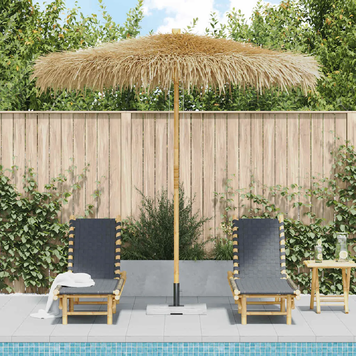 vidaXL Parasol en Bambou avec Toit en Feuille de Bananier Pare Soleil Parasol de Jardin Parasol de Patio Terrasse Extérieur 43160 - vue 2