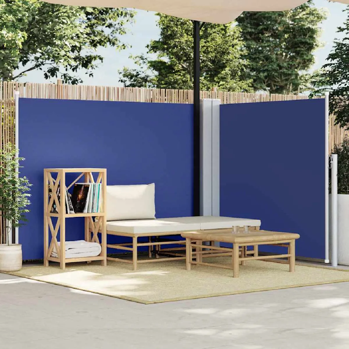 vidaXL Auvent latéral rétractable - Bleu