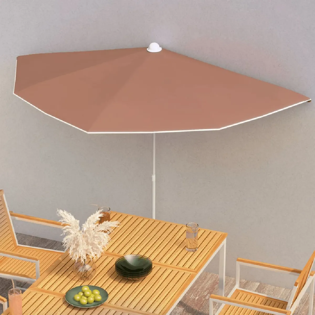 vidaXL Demi parasol de jardin 180x90 cm cuite